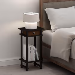 Furinno Turn-N-Tube Tall Nightstand with Bin  2-Pack  Plastic Poles  Espresso/Brown