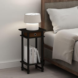 Furinno Turn-N-Tube Tall Nightstand with Bin  2-Pack  Plastic Poles  Espresso/Brown