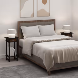 Furinno Turn-N-Tube Tall Nightstand with Bin  2-Pack  Plastic Poles  Espresso/Brown