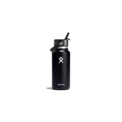 - Water Bottle 946 ml (32 oz) with Flex Straw Cap - Vacuum Insulated Stainless Steel Water Bottle Flask - BPA-Free - Wide Mouth - Black