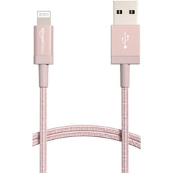USB-A to Lightning Charger Cable, Nylon Braided Cord, MFi Certified, for Apple iPhone 14 13 12 11 X Xs Pro, Pro Max, Plus, iPad, 0.9 m, Rose Gold