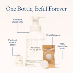 BLUELAND Hand Soap Starter Set - 1 Refillable Glass Foaming Hand Soap Container + 4 Tablets Refills  Variety Scents  Eco-Friendly Products & Cleaning
