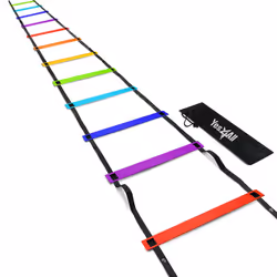 Yes4All Agility Ladder Speed Training Equipment - Speed Ladder for Kids and Adults with Carry Bag - 12 Rungs  Rainbow