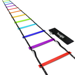 Yes4All Agility Ladder Speed Training Equipment - Speed Ladder for Kids and Adults with Carry Bag - 12 Rungs  Rainbow