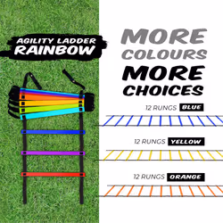 Yes4All Agility Ladder Speed Training Equipment - Speed Ladder for Kids and Adults with Carry Bag - 12 Rungs  Rainbow