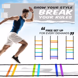 Yes4All Agility Ladder Speed Training Equipment - Speed Ladder for Kids and Adults with Carry Bag - 12 Rungs  Rainbow