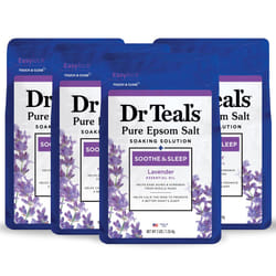 Dr Teal's Pure Epsom Salt  Soothe & Sleep with Lavender  3 lb (Pack of 4) (Packaging May Vary)