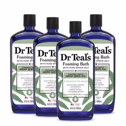 Dr Teal's Foaming Bath with Pure Epsom Salt  Cannabis Sativa Hemp Seed Oil  34 fl oz (Pack of 4) (Packaging May Vary)