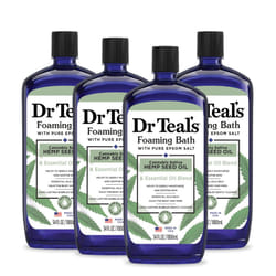 Dr Teal's Foaming Bath with Pure Epsom Salt  Cannabis Sativa Hemp Seed Oil  34 fl oz (Pack of 4) (Packaging May Vary)