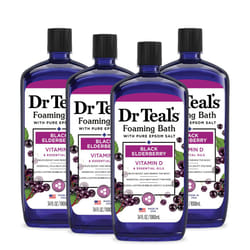 Dr Teal's Foaming Bath with Pure Epsom Salt  Black Elderberry with Vitamin D  34 fl oz (Pack of 4) (Packaging May Vary)