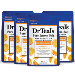 Dr Teal's Pure Epsom Salt Soak  Glow & Radiance with Vitamin C & Citrus Essential Oils  3 lbs (Pack of 4) (Packaging May Vary)