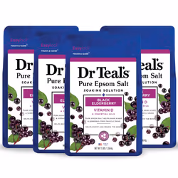 Dr Teal's Epsom Salt Magnesium Soak Black Elderberry with Vitamin D 3 lbs (Pack of 4)