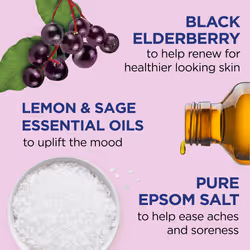 Dr Teal's Epsom Salt Magnesium Soak  Black Elderberry with Vitamin D  3 lbs (Pack of 4)
