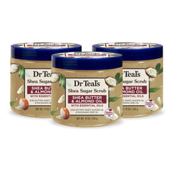 Dr Teal's Shea Sugar Body Scrub  Shea Butter with Almond Oil & Essential Oils  19 oz (Pack of 3) (Packaging May Vary)