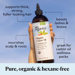 Organic Castor Oil (16 oz), USDA Certified Organic, 100% Pure, Cold Pressed, Hexane Free, Boost Hair Growth, Use with