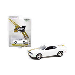 2009 Dodge Challenger R/T HEMI White with Gold Stripes Hurst Performance Edition Hobby Exclusive 1/64 Diecast Model Car by Greenlight