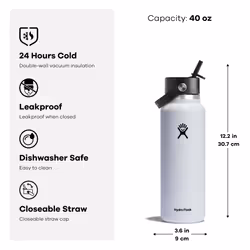 Hydro Flask Wide Flex Straw Cap Black 40 Oz