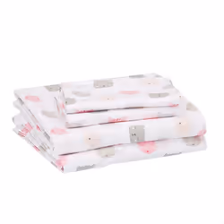 Amazon Basics - 4 Piece Kid's Soft Easy-Wash Lightweight Microfiber Sheet Set, Full, Pink Kitties, Animal Print