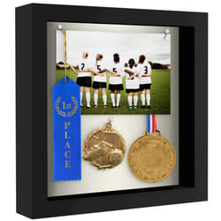 Americanflat 8x8 Shadow Box Frame in Black with Soft Linen Back - Engineered Wood with Shatter Resistant Glass - Horizontal and Vertical Formats for W