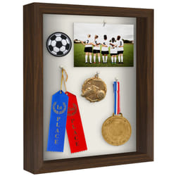 Americanflat 11x14 Shadow Box Frame in Walnut with Soft Linen Back - Large Shadow Box Made of Composite Wood with Polished Glass for Wall and Tabletop