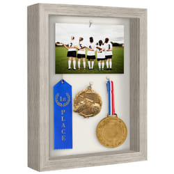 Americanflat 8.5x11 Shadow Box Frame in Driftwood with Soft Linen Back - Engineered Wood with Shatter-Resistant Glass  and Hanging Hardware for Wall a