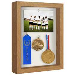Americanflat 8.5x11 Shadow Box Frame in Dark Oak with Soft Linen Back - Engineered Wood with Polished Glass - Large Shadow Box Frame for Wall and Tabl