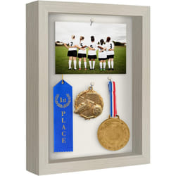 Americanflat 8.5x11 Shadow Box Frame in Light Wood with Soft Linen Back - Engineered Wood with Shatter-Resistant Glass  and Hanging Hardware for Wall