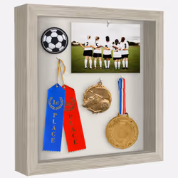 Americanflat 11x11 Shadow Box Frame in Driftwood with Soft Linen Back - Engineered Wood with Polished Glass - Shadow Box Disp ...