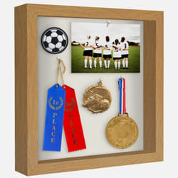 Americanflat 11x11 Shadow Box Frame in Dark Oak with Soft Linen Back - Engineered Wood with Shatter-Resistant Glass  and Hanging Hardware for Wall and