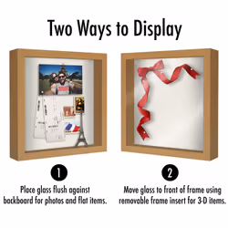 Americanflat 11x11 Shadow Box Frame in Dark Oak with Soft Linen Back - Engineered Wood with Shatter-Resistant Glass  and Hanging Hardware for Wall and