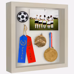 Americanflat 11x11 Shadow Box Frame in Light Wood with Soft Linen Back - Engineered Wood with Shatter-Resistant Glass and Ha ...