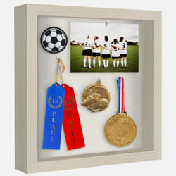 Americanflat 11x11 Shadow Box Frame in Light Wood with Soft Linen Back - Engineered Wood with Shatter-Resistant Glass  and Hanging Hardware for Wall a