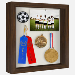 Americanflat 11x11 Shadow Box Frame in Walnut with Soft Linen Back - Engineered Wood with Shatter-Resistant Glass  and Hanging Hardware for Wall and T