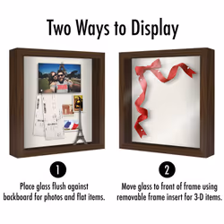 Americanflat 11x11 Shadow Box Frame in Walnut with Soft Linen Back - Engineered Wood with Shatter-Resistant Glass  and Hanging Hardware for Wall and T