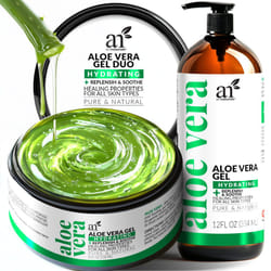 artnaturals Aloe Vera Gel Set - JUMBO 20oz (99% Pure Organic) - Sunburn Relief & Hydration for Face  Body  Scalp & Hair - Calming Moisturizer After Su