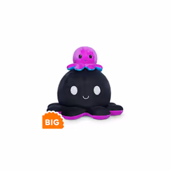 TeeTurtle - Original Reversible Big Octopus Plushie - Rainbow Stripe + Black Sparkle - Huggable and Soft Sensory Fidget Toy Stuffed Animals