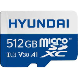 Hyundai 512GB 95MB/s (U3) MicroSD Memory Card with Adapter, 4K Video, Ultra HD (SDC512GU3)