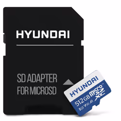Hyundai 512GB 95MB/s (U3) MicroSD Memory Card with Adapter, 4K Video, Ultra HD (SDC512GU3)