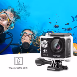 AKASO EK7000 4K25FPS Action Camera Ultra HD Underwater Camera 170 Degree Wide Angle 98FT Waterproof Camera Black