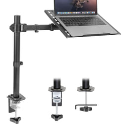 Mount-It! Laptop Desk Mount  Fully Adjustable Ergonomic Laptop Arm with Vented Tray  Cable Management  Clamp and Grommet Base  Fits Laptops up to 17 I