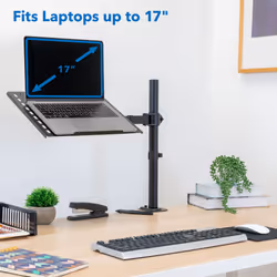 Mount-It! Laptop Desk Mount  Fully Adjustable Ergonomic Laptop Arm with Vented Tray  Cable Management  Clamp and Grommet Base  Fits Laptops up to 17 I