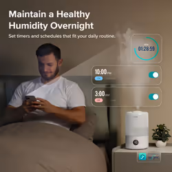 Humidifiers for Bedroom 3L, Top-Fill Cool Humidifier for Baby Room & Home, Smart Control with Humidity for Plants, Quiet Operation with Auto Mode,