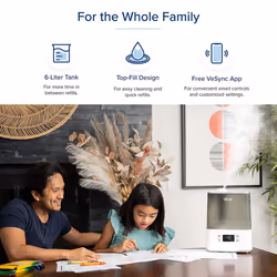 Humidifier for Bedroom Baby Home, 6L Large Tank, Top-Fill Cool Mist Air Humidifier with Quiet Sleep Auto Mode, Smart App & Alexa Control, Essential