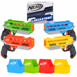 Nerf Laser Strike 4 Player Laser Tag Game Pack Complete with 4 300ft Range Blasters & 4 Holsters - Indoor or Outdoor Play Arc ...