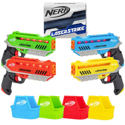 Nerf Laser Strike 4 Player Laser Tag Game Pack Complete with 4 300ft Range Blasters & 4 Holsters - Indoor or Outdoor Play Arcade Games  Toys for Kids