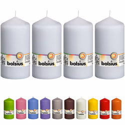 BOLSIUS 4 White Pillar Candles - 3x6 Inches - Individually Wrapped - Premium European Quality - 65+ Burn Hours - Dripless & S ...