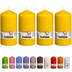 BOLSIUS 4 Yellow Pillar Candles - 3x6 Inches - Individually Wrapped - Premium European Quality - 65+ Burn Hours - Dripless &  ...