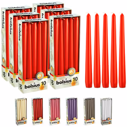 BOLSIUS 60 Count Unscented 10 Inch Red Household Taper Candles - 8 Hours Burn Time - Premium European Quality - Smokeless Dri ...