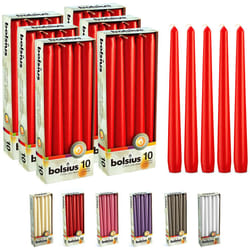 BOLSIUS 60 Count Unscented 10 Inch Red Household Taper Candles - 8 Hours Burn Time - Premium European Quality - Smokeless Dripless Taper Candlestick -