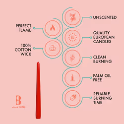 BOLSIUS 60 Count Unscented 10 Inch Red Household Taper Candles - 8 Hours Burn Time - Premium European Quality - Smokeless Dripless Taper Candlestick -
